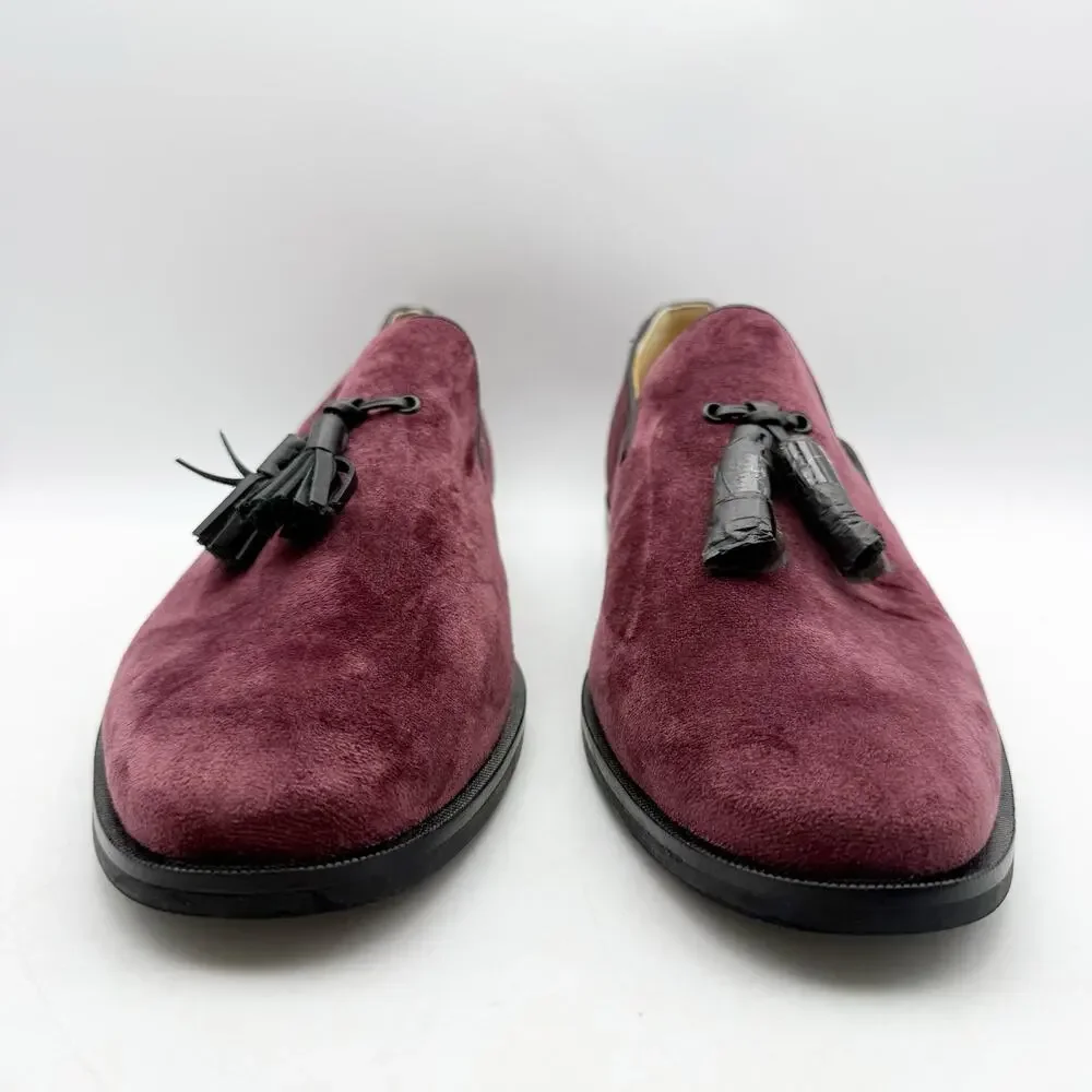 Sperry Mens Gold Exeter Tassel Loafers Size 10 Dark Red Burgundy Suede NWOB